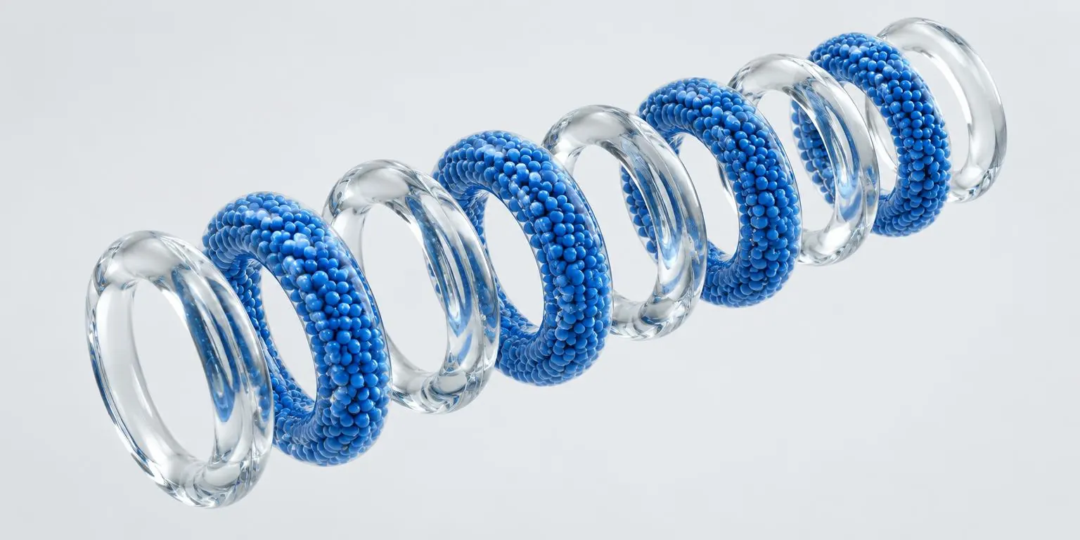 Glass rings filled with blue beads
